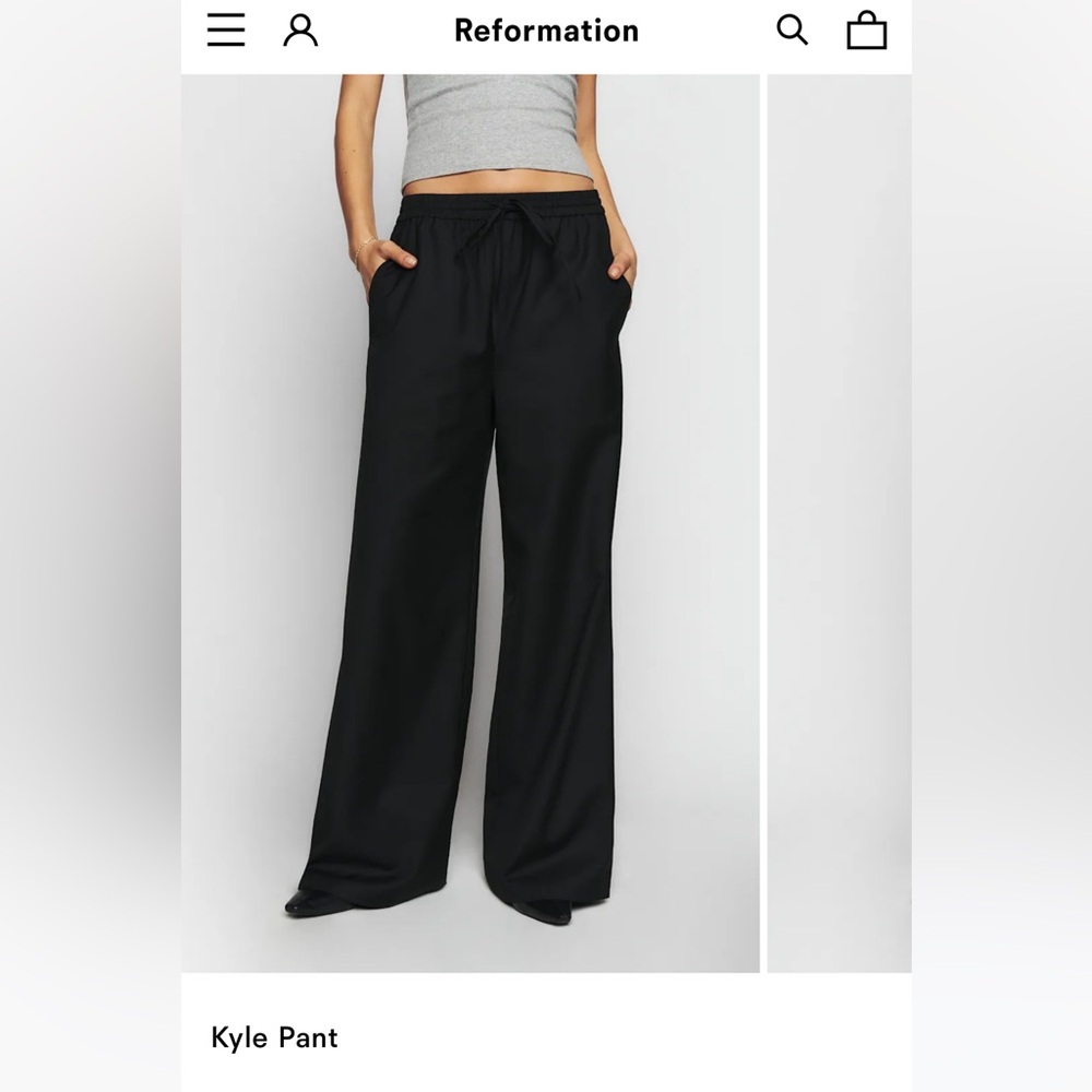 Reformation Kyle Wide Leg Black Pants - Small